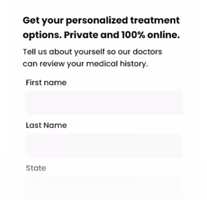 Online health assessment form for personalized peptide therapy treatment options.